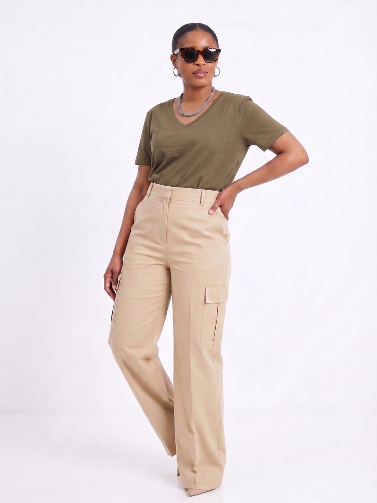 Pamucna bluza sa kratkim rukavom nude