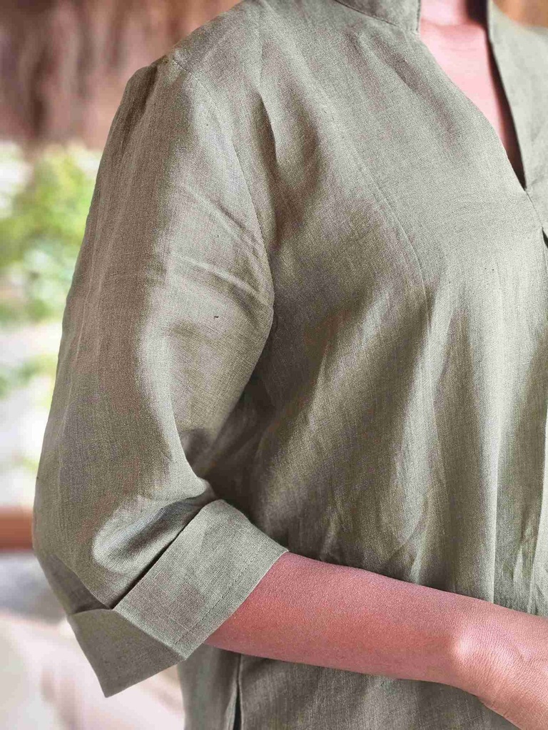 Lanena haljina Amara jungle green