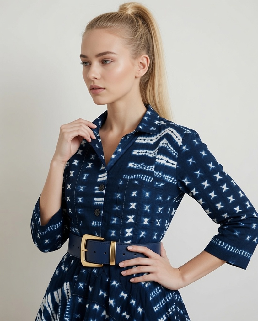 Haljina Kubwa Indigo 3/4 rukav