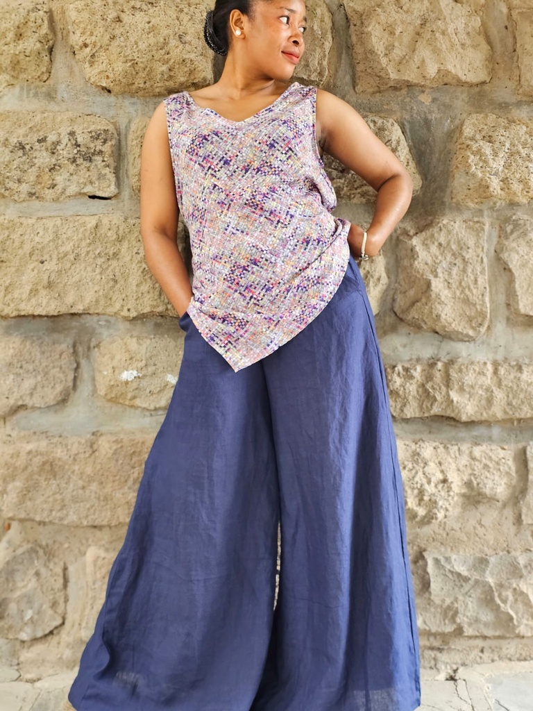 Palazzo lanene pantalone indigo
