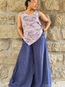 Palazzo lanene pantalone indigo