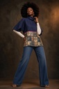 Mavuno lanena bluza, teget legend of Indra