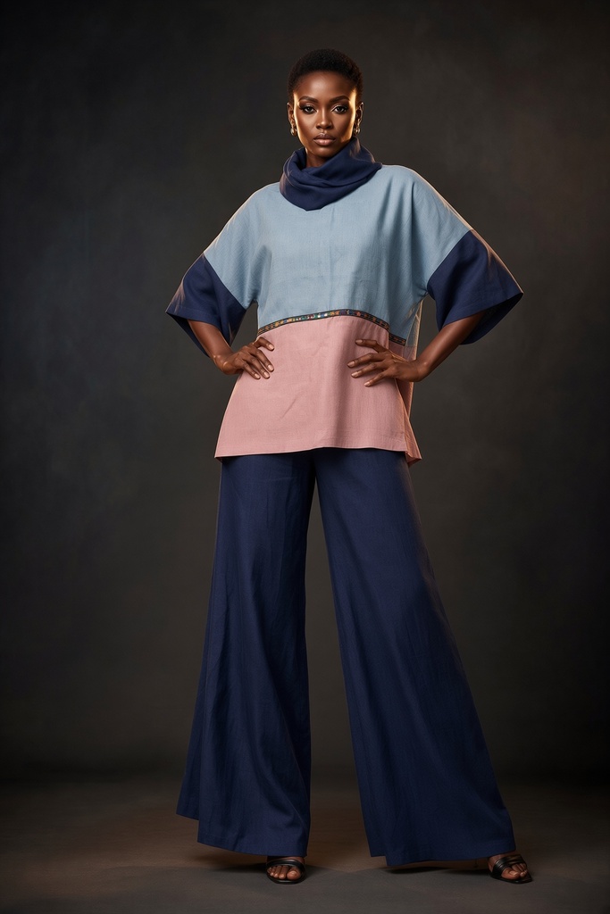 Mavuno lanena bluza, Azure blue