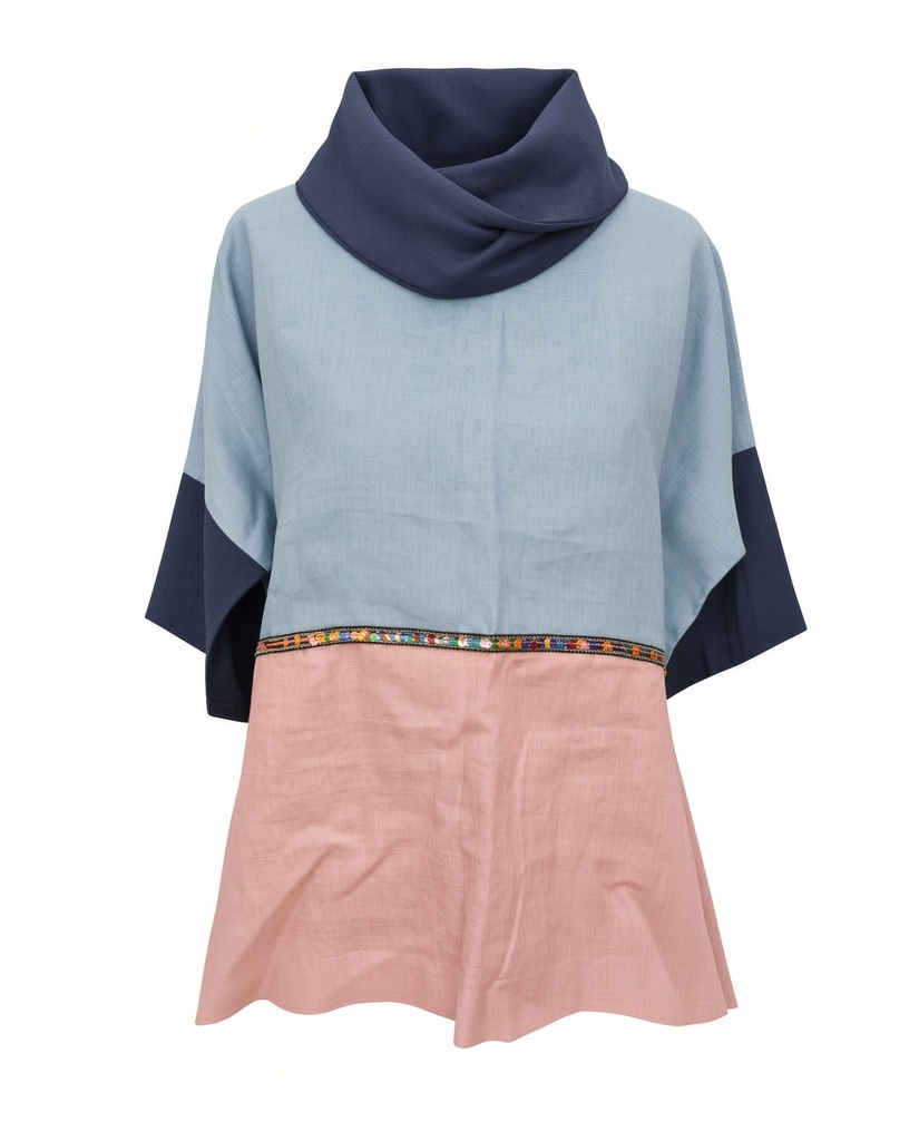 Mavuno lanena bluza, Azure blue