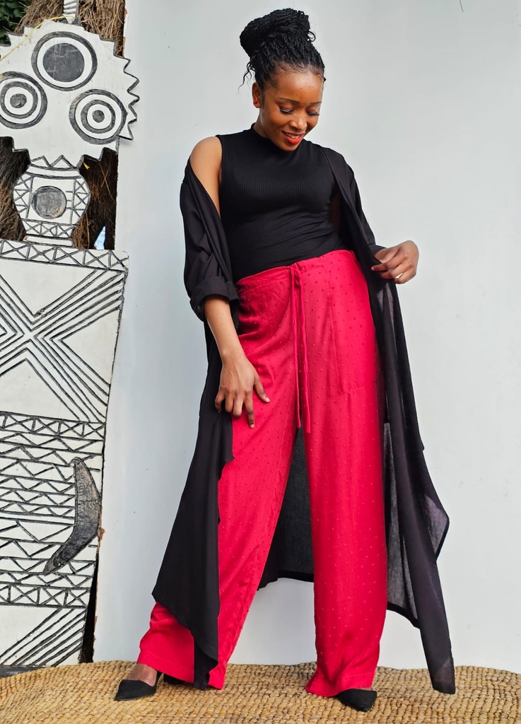 Pom pom red trousers