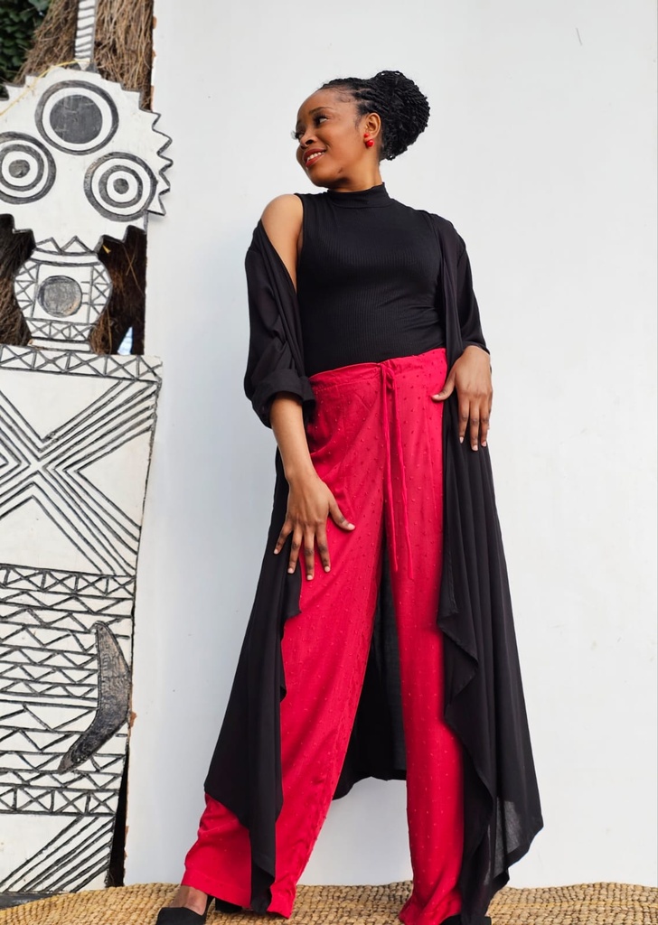 Pom pom red trousers