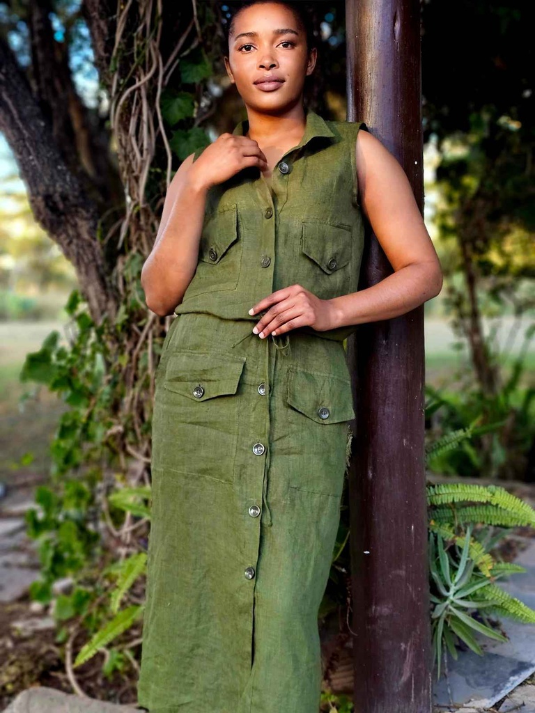 Lanena safari haljina