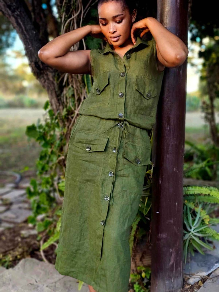 Lanena safari haljina