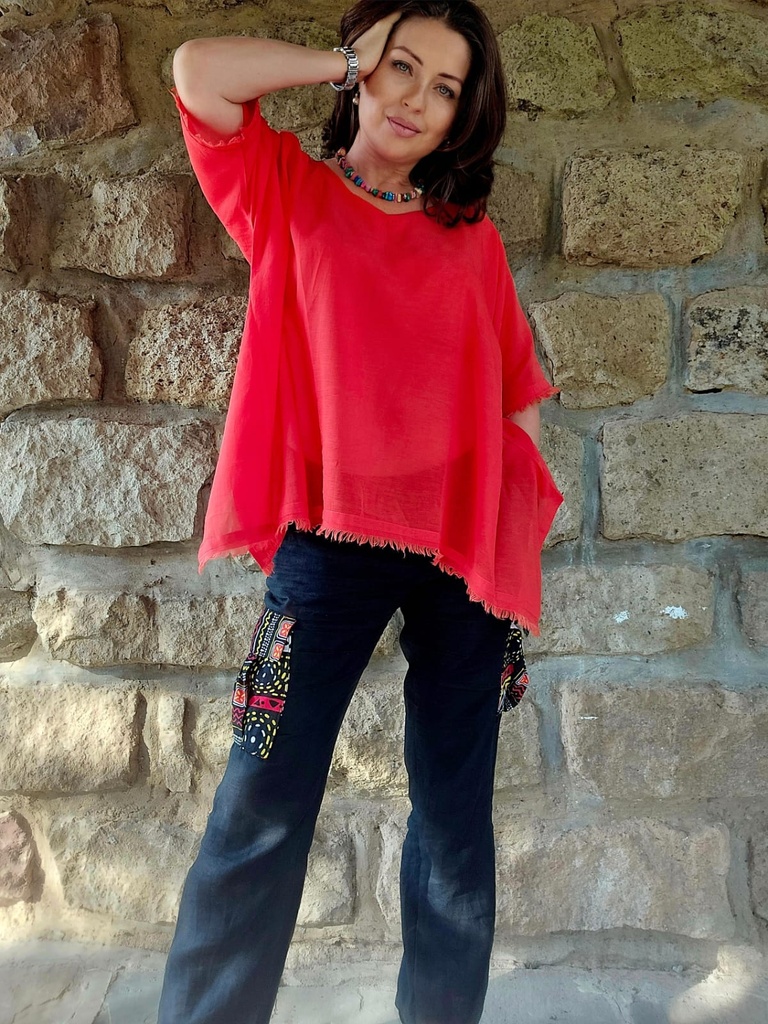 Dalia asimetricna bluza free size (koralna)