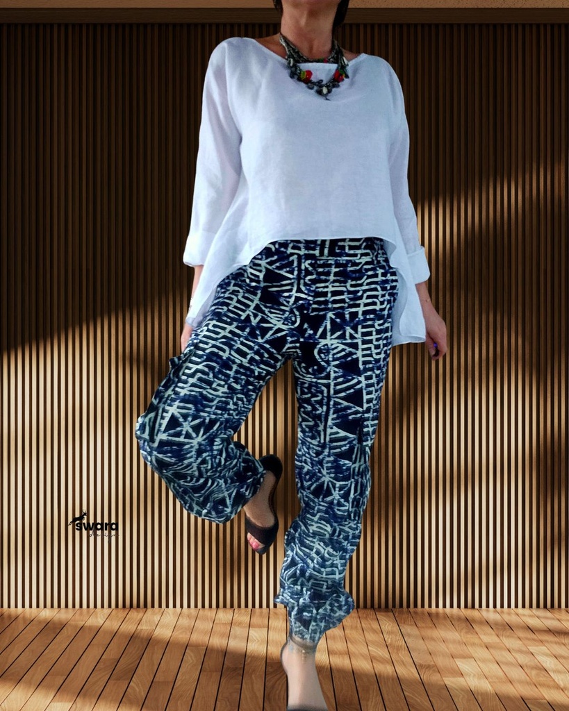 Kargo pantalone dezen navy cream (XS)