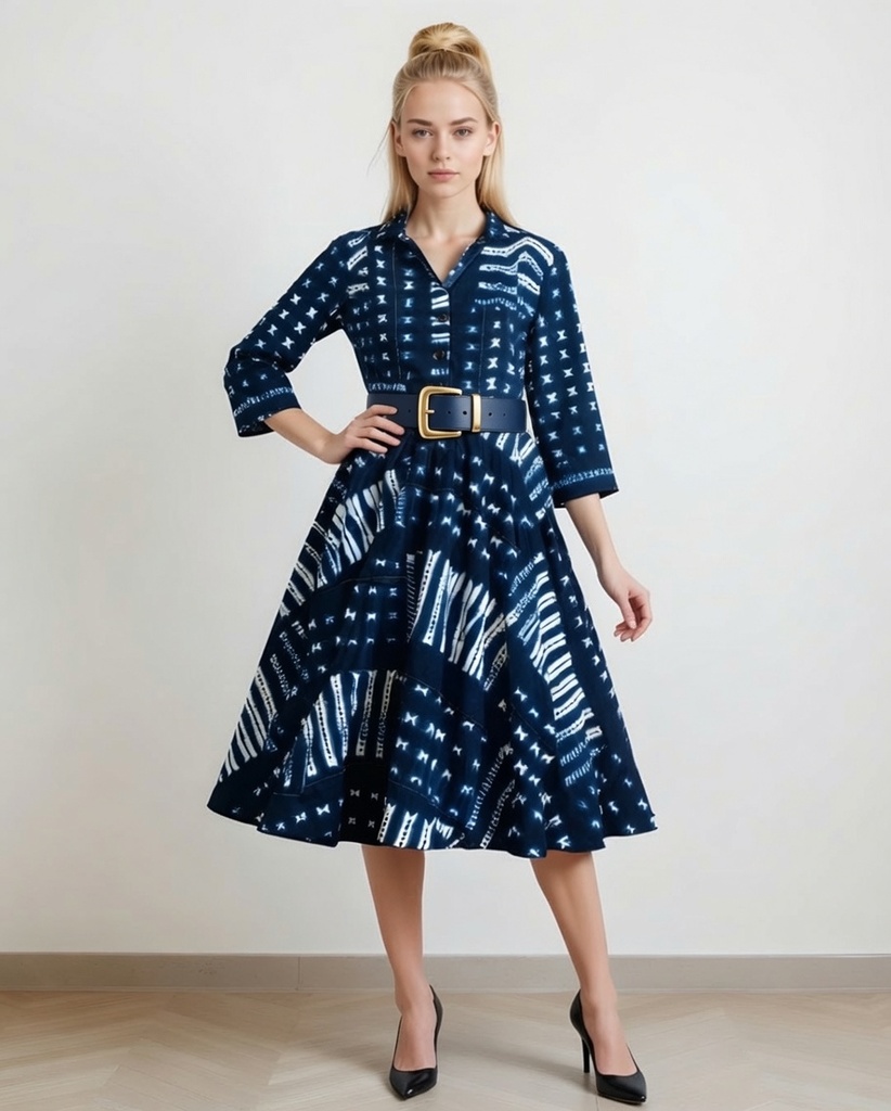 Haljina Kubwa Indigo 3/4 rukav