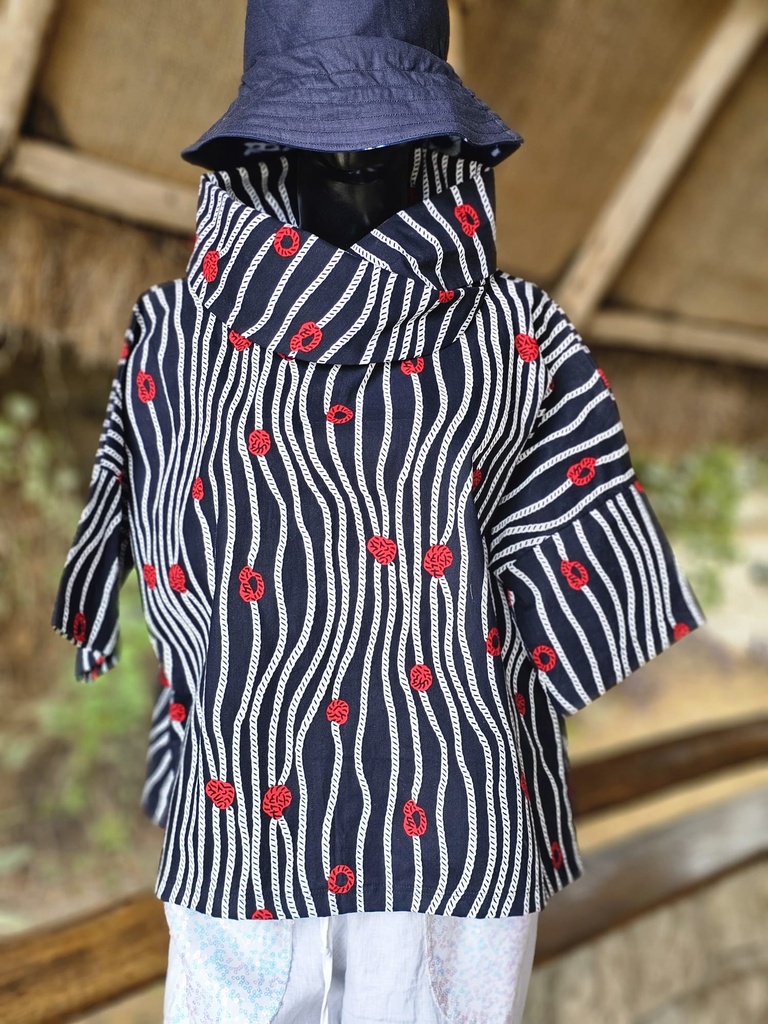 Mavuno pamučna bluza, teget (3XL)