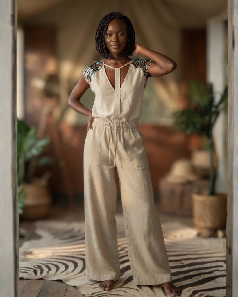 Demi-palazzo lanene pantalone natural (XS)
