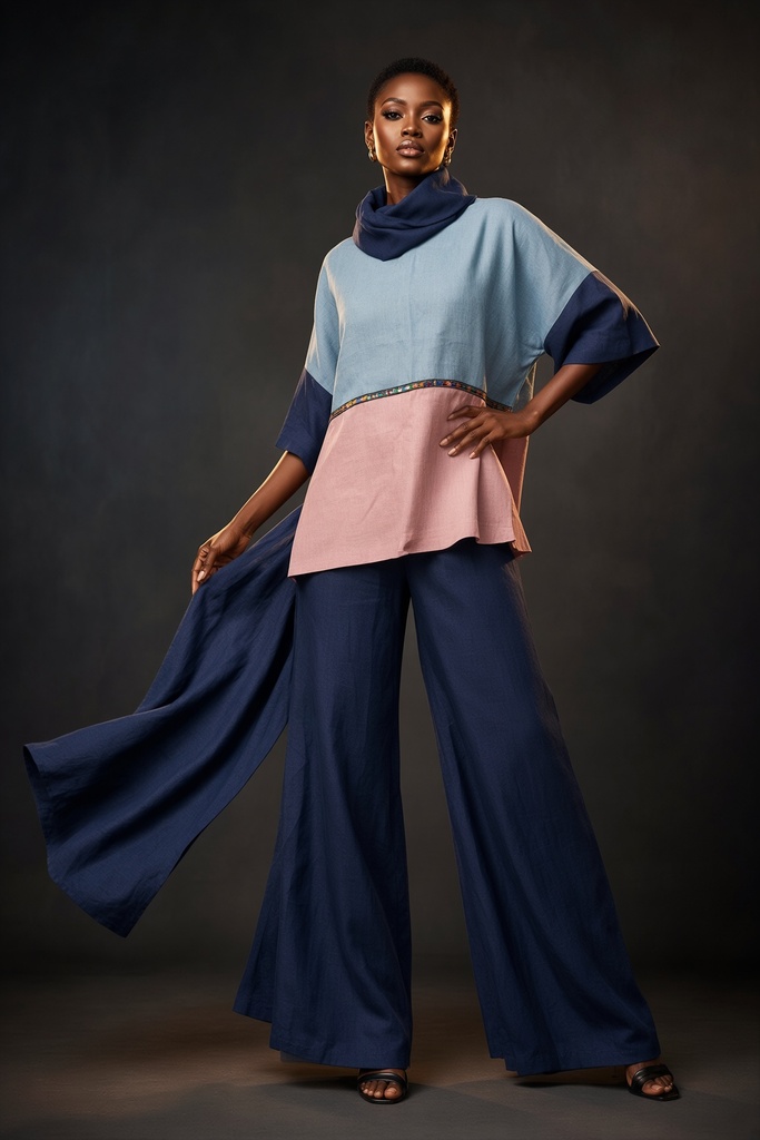 Mavuno lanena bluza, Azure blue (3XL)