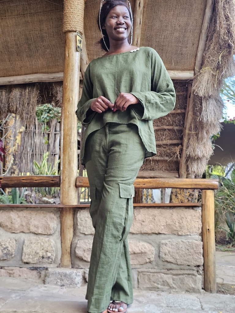 Lanena bluza Dune jungle green