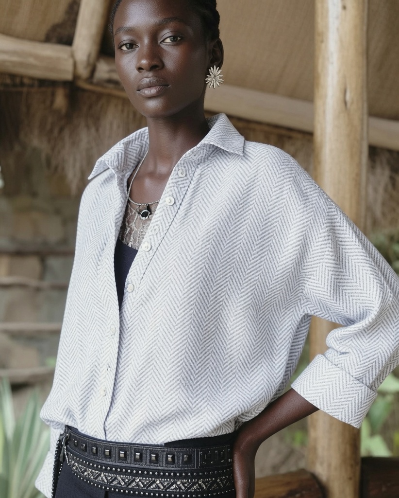 Sankofa lanena bluza herringbone (XS/S)