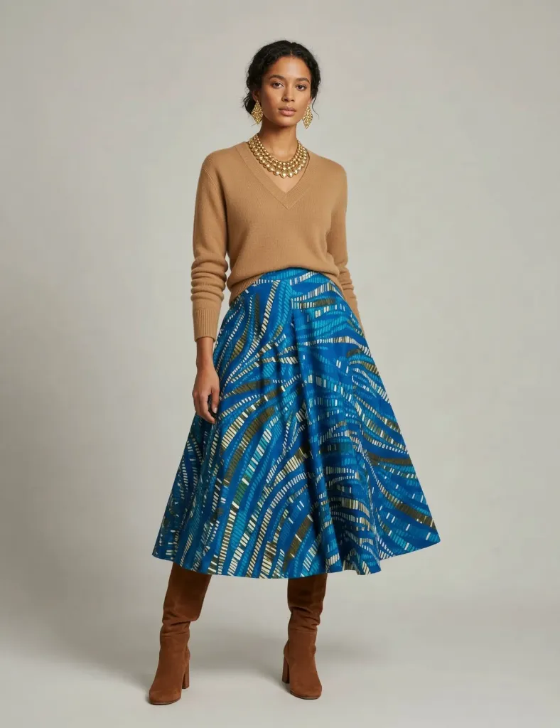 Suknja na preklop midi, blue grass