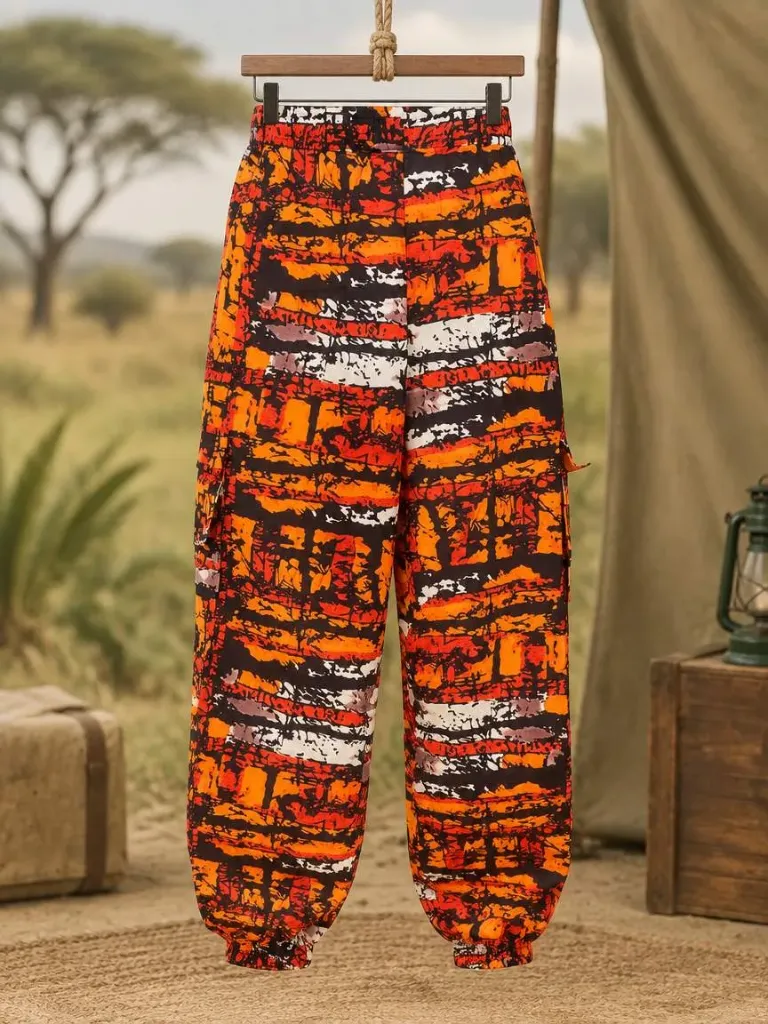 Kargo pantalone black orange